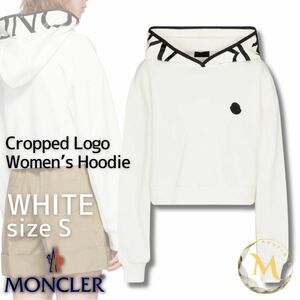 定価１１万円！！新品未使用タグ付き☆MONCLER Cropped sweatshirt Ladys Hoodie パーカー Sサイズ ホワイト色 白色 女性用モデル