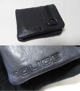 POLICE ポリス 二つ折り 財布　ZIP　ネイビー 展示未使用品　