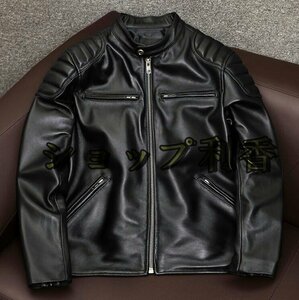 新品　ハレーバイクレザージャケット 上品　本革 高級　羊革　ライダースジャケット 革ジャン Ｓ～5XL　秋冬　黒