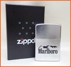 ★1円 未着火品 Zippo/ジッポー Marlboro/マルボロ リザードコンパス オイルライター/シルバー×ブラック/2007年製/ケース付き&1844600087