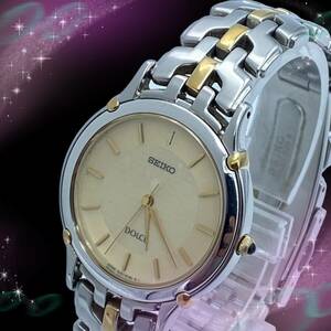 《稼働品》　セイコー　SEIKO　ドルチェ　DOLCE　防水　メンズ腕時計　ゴールド系文字盤　クオーツ　正規ベルト　8J41-6080