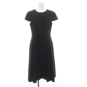 フォクシーニューヨーク FOXEY NEW YORK Cap Sleeve Crepe Dress ワンピース ロング丈 ミモレ丈 半袖 40 M 黒