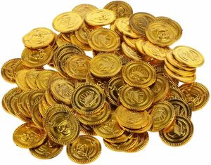 ゴールド（金貨）100枚 XSAJU おもちゃ 金貨 100枚 セット 海賊 コイン おもちゃのお金 ボードゲーム コスプレ小物 