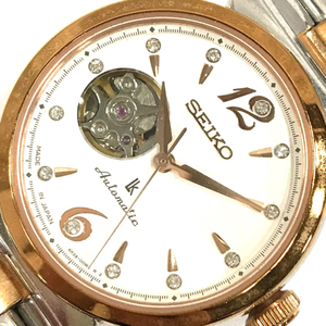 セイコー 腕時計 ルキア 4R38-00N0 オープンハート 白文字盤 コンビカラー 裏スケ AT レディース 稼働 C042214-1