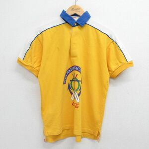 M/古着 半袖 ラガー シャツ メンズ 90s コカコーラ イカリ 鹿の子 コットン 黄色他 イエロー spe 23jun13 中古 トップス