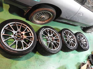 ★極上処分★即峠★BBS RE059 18x8.5J＋38　114.3★ネオバ付245/50R18 93W★ランサーエボリューション RX-7 GT-R シルビア チェイサー　