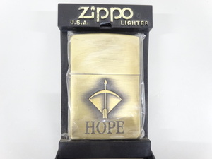 新品 未使用品 1997年製 ZIPPO ジッポ HOPE ホープ アロー 立体 メタル貼り 古美加工 ゴールド 金 オイル ライター USA