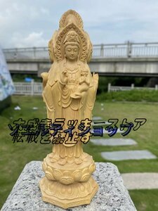 新品推薦★ 木製の彫刻仏置物彫刻工芸品飾り彫像贈り物、彫像20cm木製三面仏像仏像庭園装飾品工芸品木彫り仏像のための木彫り仏像