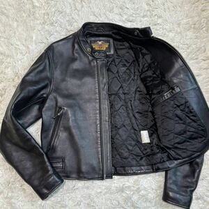 極美品 Mサイズ HARLEY DAVIDSON ハーレーダビッドソン レザージャケット ライダースジャケット シングル ブラック 黒 キルティング メンズ