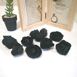 【ブラック】バラ3.5cm10個セット 造花 インテリア フラワーアレンジメント 材料 薔薇　良品専科フラワー