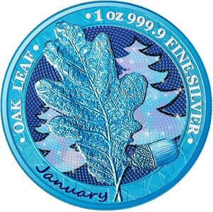 ドイツ　2019年　銀貨　5マルク　Oak Leaf - 12 Months Series -January　@5-45