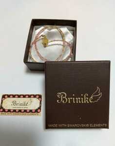 Brinikeの2連ブレスレット ネックレス ピンクとホワイトスワロフスキーのクリスタル ブレスレット 