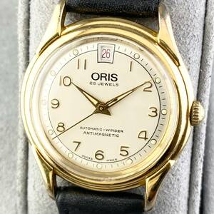 【1円〜】ORIS オリス 腕時計 メンズ AT 自動巻 7317 レギュレーター ホワイト文字盤 ゴールド ラウンドフェイス デイト 可動品