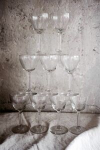 1900年初頭 フランスアンティーク 歪みと蛇行のグラヴィールのあるシェリーグラス リキュール ガラス ショットグラス ワイングラス 装飾
