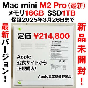 【新品未開封！最新バージョン！2025年3月26日まで保証あり！】Apple Mac mini M2 Pro メモリ 16GB SSD 1TB