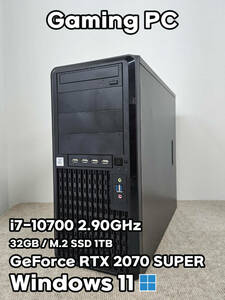 ゲーミングパソコン Intel 10世代Core i7-10700 32GB NVIDIA RTX2070 SUPER 8GB M.2 SSD 1TB