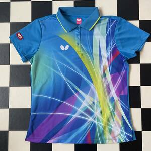 BUTTERFLY　バタフライ　卓球　半袖ポロシャツ　サイズO　Y0143　ブルー系