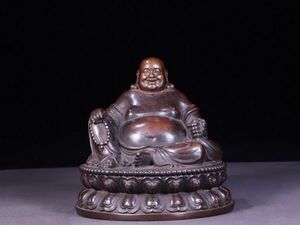 【瓏】古銅彫 蓮台弥勒仏造像 明時代 大明永楽年施款 古置物擺件 銅仏像 仏教文化 蔵出