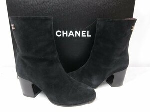 HH 超美品 【CHANEL シャネル】 ココマーク装飾 16B G32213 スエード ショートブーツ (レディース) size35.5C ブラック ●15HT2153●