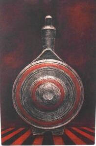 玉上恒夫『Wine flask ワインフラスク』◆銅版画◆直筆サイン有◆世界的活躍！人気作家！額装