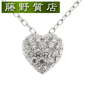 (新品仕上げ済) カルティエ CARTIER ハート ネックレス K18 WG × パヴェ ダイヤモンド メレダイヤ 8568