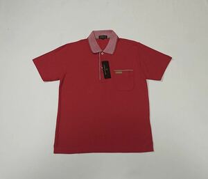 (未使用) CLAUDIO VALENTINO // 半袖 ロゴワッペン ポロシャツ (赤) サイズ M