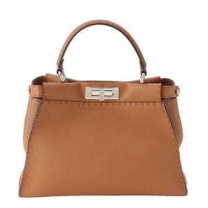 【フェンディ】Fendi　ピーカブー レギュラー セレリア 2WAY ショルダー ハンドバック 8BN290 ブラウン 【中古】【正規品保証】206221