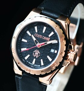 フランクミュラー＆ロベルトカヴァリWネーム100m防水 本革ベルト【roberto cavalli BY FRANCK MULLER】腕時計スイス製 新品 本物