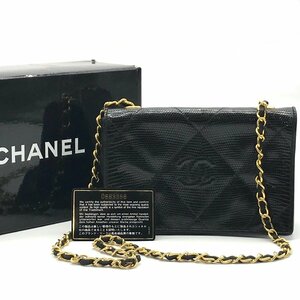 CHANEL シャネル ココマーク 本リザード プッシュロック チェーン ショルダー バッグ ブラック M10208