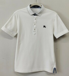 BURBERRY BLACK LABEL ホワイト襟・袖裏チェック柄ポロシャツ 綿100% size２ 日本製