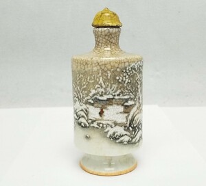 鼻煙香　中国　雪景色　陶器　/　香水瓶