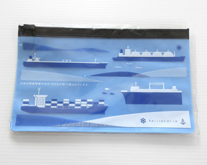 日本海事広報協会 スライダーケース ポーチ ケース 海の日 レア グッズ 船 船舶 貿易 タンカー 港湾 舟 平型 ペンケースに 海 水色 防水
