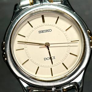 美品 SEIKO セイコー DOLCE ドルチェ 8J41-6140 腕時計 クオーツ アナログ ステンレススチール シルバー×ゴールド メンズ 新品電池交換済