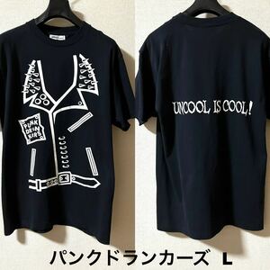 Lサイズ！パンクドランカーズ 古着半袖Tシャツ 鋲ジャンT 黒 UNCOOL IS COOL