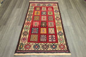 ペルシャ絨毯　シルジャンキリム　オールド手織り絨毯　部族絨毯　トライバルラグ　ヴィンテージ　89x148cm　＃809