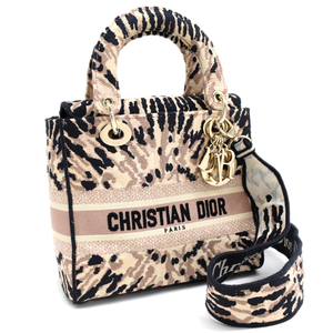 クリスチャンディオール レディディオール LADY D-LITE ミディアムバッグ タイ＆ディオール ピンク系 Christian Dior