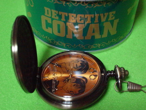 珍品　デザイン　DETECTIVE　CONAN　KEIJI＆KARUHA　提げ時計　缶ケース付　
