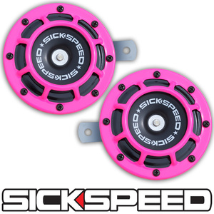 SICKSPEED ホーン ピンク JDM USDM シックスピード ラッパ スタンス 丸型 汎用 12V クラクション