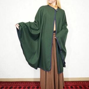 EU VINTAGE WOOL DESIGN OVER CAPE COAT PONCHO/ヨーロッパ古着ウールデザインオーバーケープコート