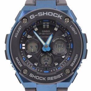 カシオ G-SHOCK Gスチール ソーラー電波 ミドルサイズ アナデジ メンズ 腕時計 ブラック×ブルー GST-W300G-1A2JF【いおき質店】