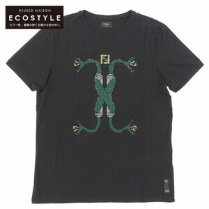 美品 FENDI フェンディ Snake T-shirt トップス メンズ ブラック L FY0894