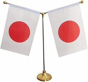 旗 日の丸 国旗 日本国旗 ミニポール2本立台 日本 旗立て台 テーブルフラッグ 卓上旗