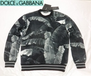 ★新品! DOLCE&GABBANA リッチでお洒落!!存在感抜群☆G9HI4T ちょいワル大人の今ドキ!!格上げ☆秀逸ボタニカルスウェット＜46＞伊製 D&G