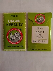 工業用ミシン針 ORGAN オルガン針DB×1 65/9S　薄地用　本縫い専用10pcs