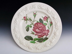 盛上げ装飾縁 植物絵 キャビネット皿 No.3 ◆ 英国 コルドン窯