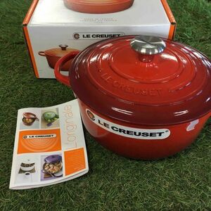 GX2250 LE CREUSET ル・クルーゼ 両手鍋 ココット ロンド 21177-20cm ホーロー鍋 料理 調理器具 レッド 箱汚れ破れ 未使用 保管品 鍋