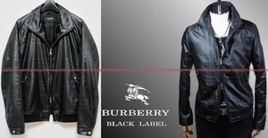 極美品 BURBERRY BLACK LABEL 限定 シャドー チェック柄トラック ジャケット M レザー パイピング 2 ダウン48 バーバリー ブラックレーベル