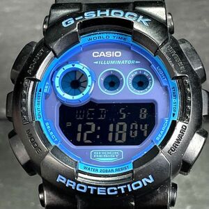 CASIO カシオ G-SHOCK ジーショック GD-120N-1B2 腕時計 デジタル 多機能 ステンレススチール ブラック×ブルー ラウンド 動作確認済み