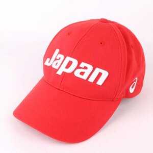 アシックス キャップ リオ2016オリンピック日本代表選手団 グッズ ベルクロ ブランド 帽子 メンズ Fサイズ レッド asics