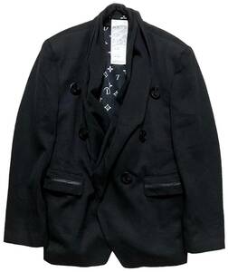 レア 希少 ルナマティーノ LUNA MATTINO ダブルブレスト デザインジャケット テーラードジャケット メンズ Lサイズ 黒 ブラック